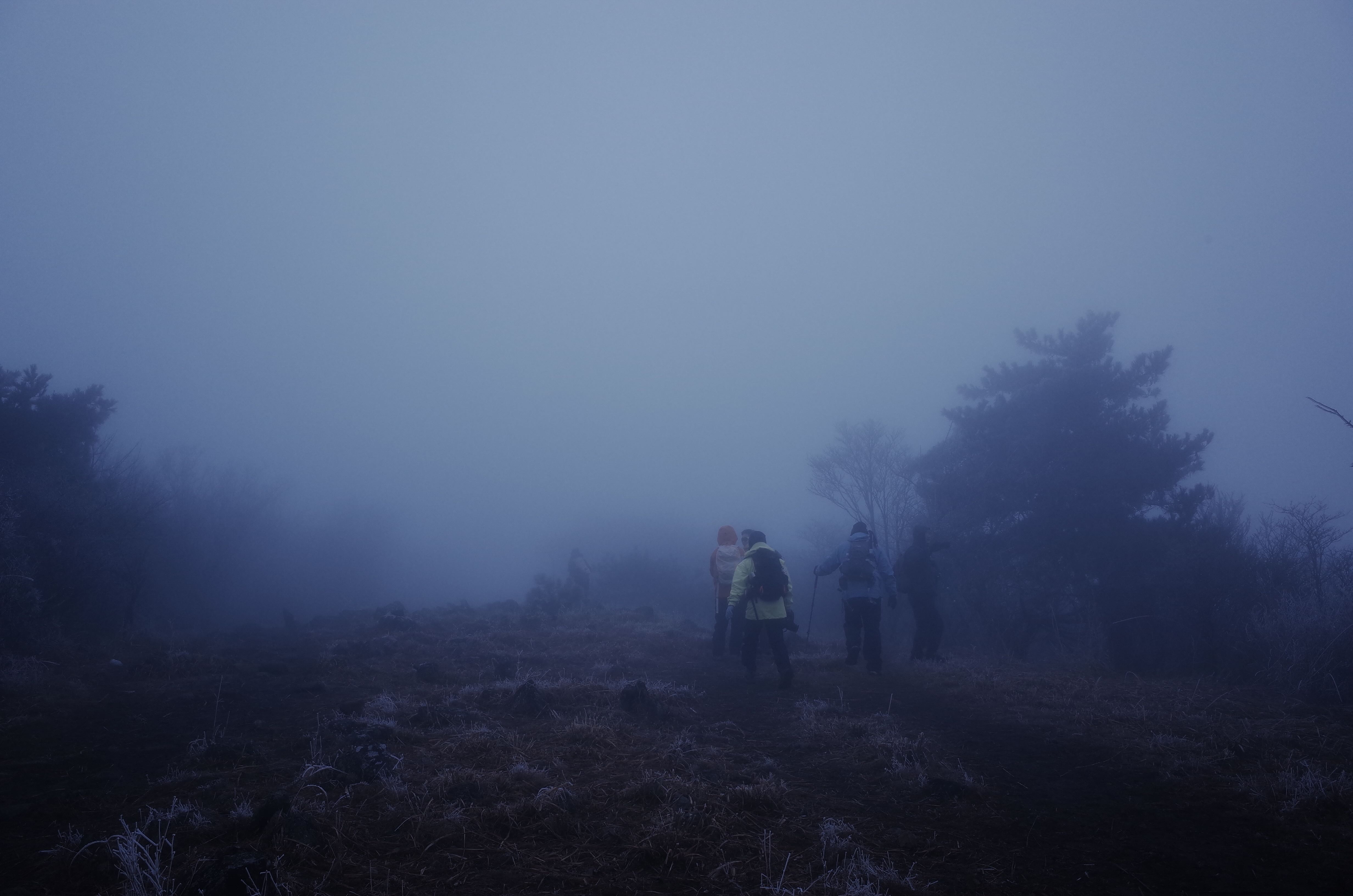 题图：行走在迷雾中的登山者